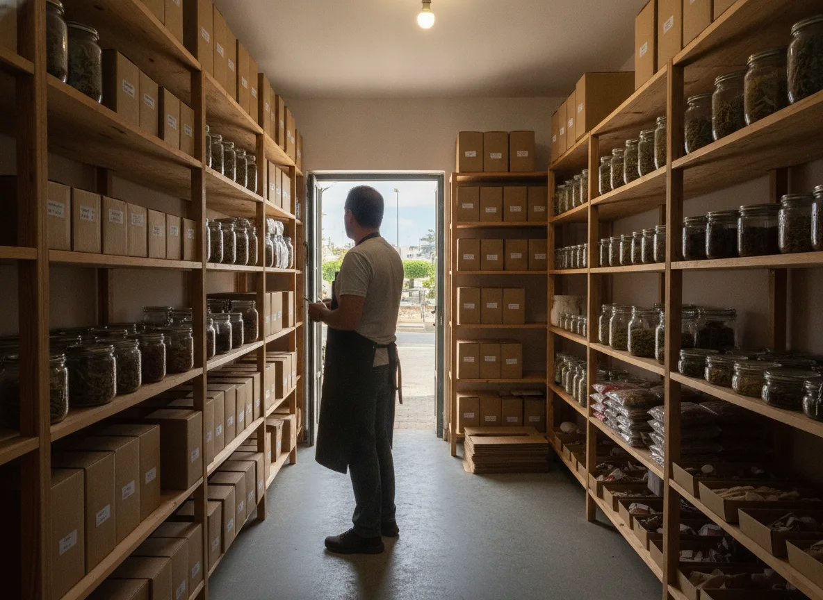 shop owner in a tidy storeroom deciding which tasks are worth prioritising