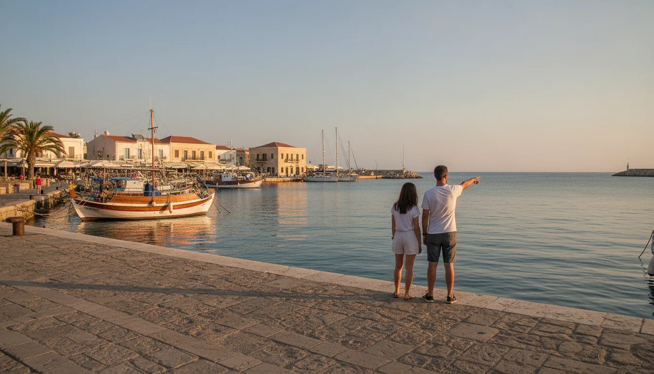 Cyprus SEO services team overlooking Paphos harbour at golden hour