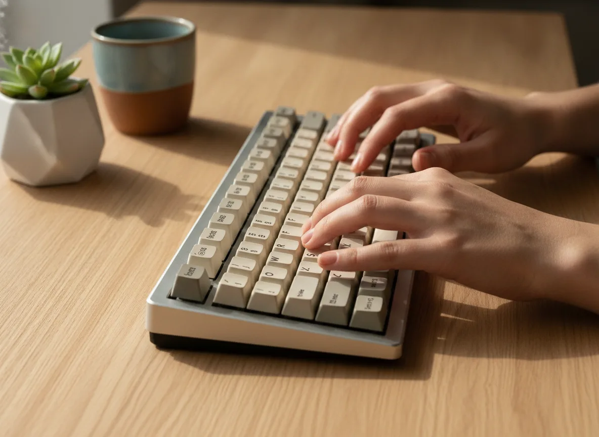 Hands typing on keyboard while setting up a website verification step