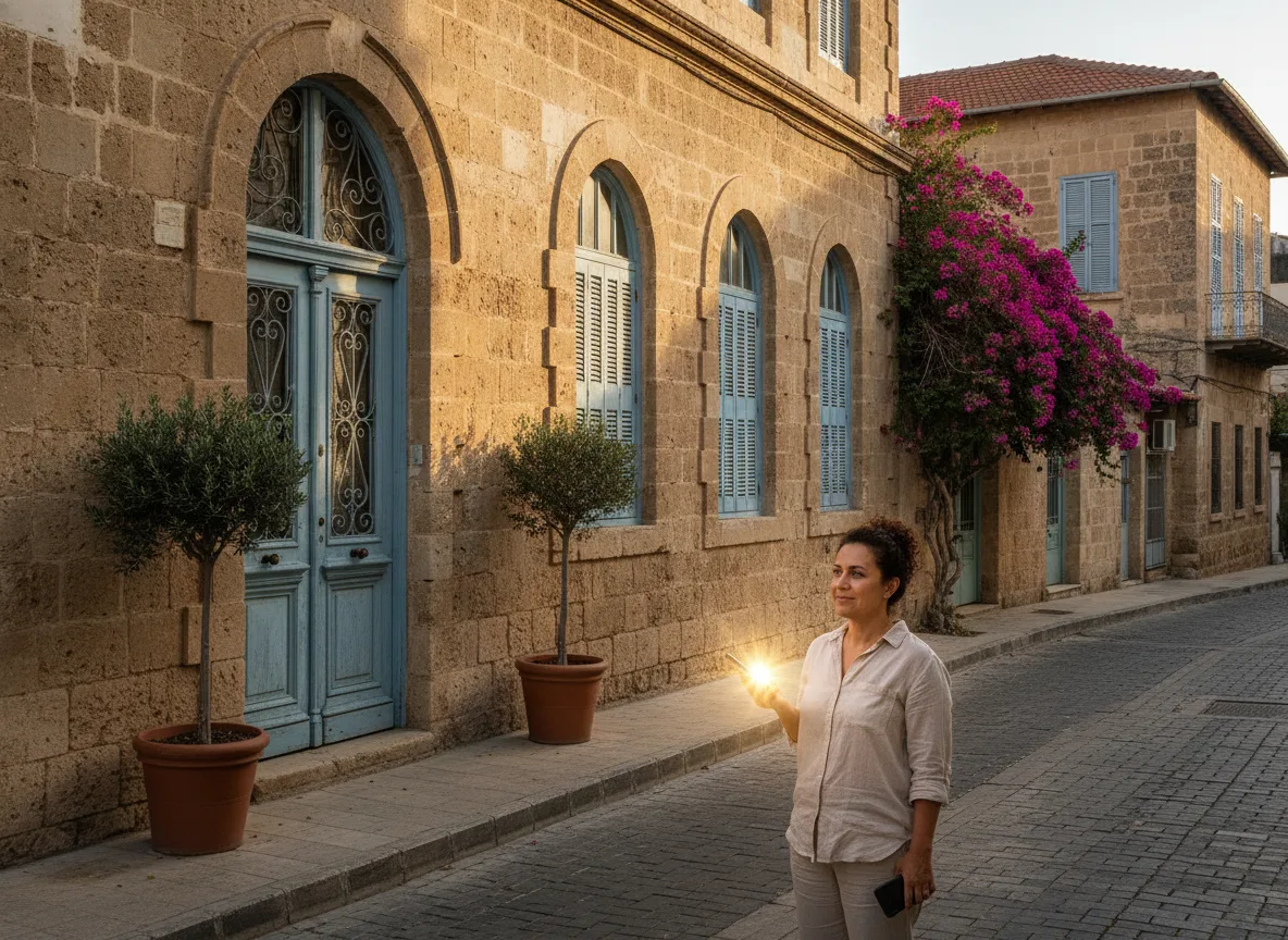Business owner on a Cyprus street considering local SEO strategy