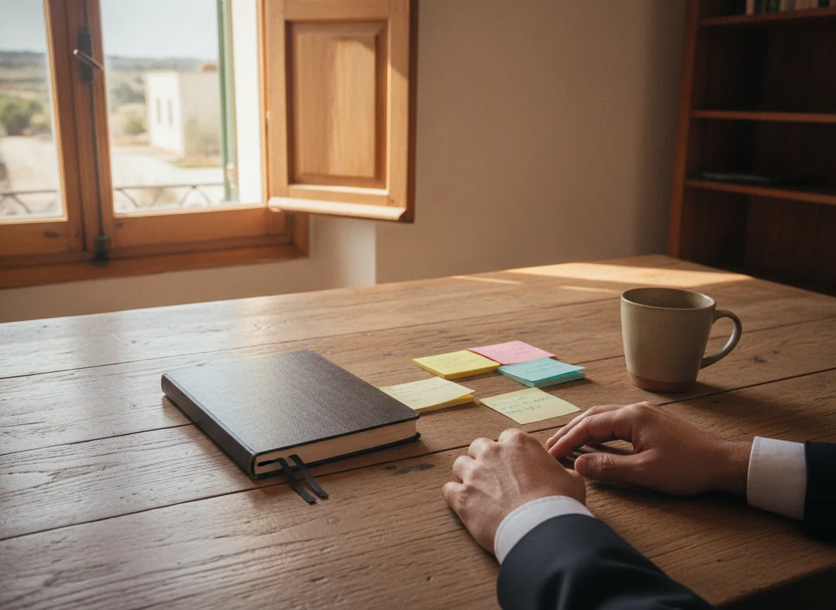 Hands near notebook on a desk illustrating factors driving SEO cost