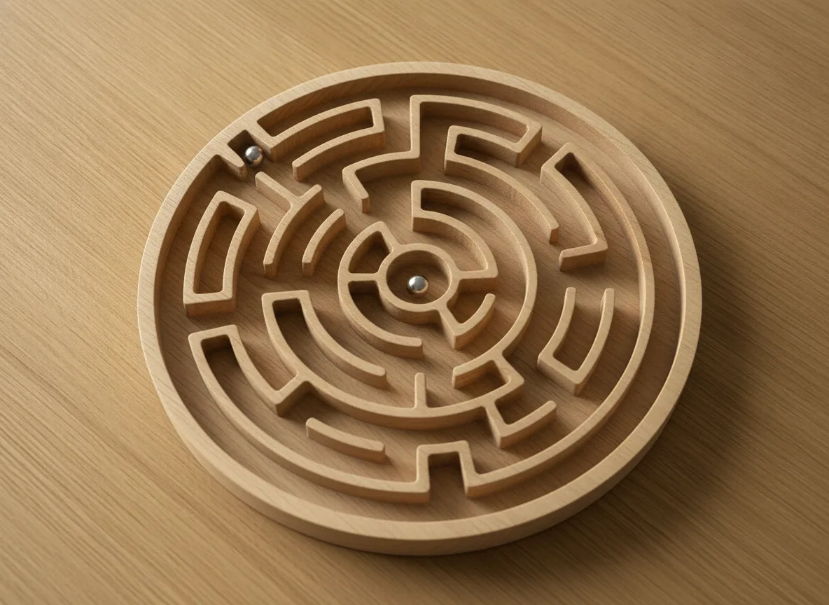 Wooden maze puzzle showing crawl paths and site indexability concept