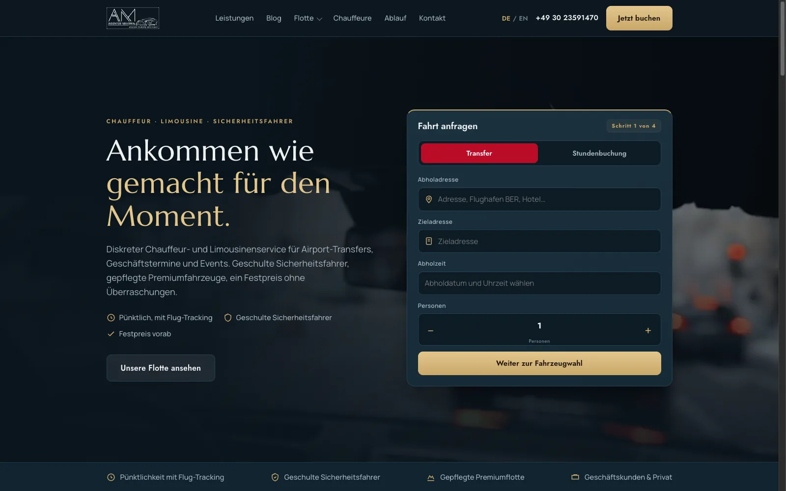 Agentur Maximal chauffeur service booking website