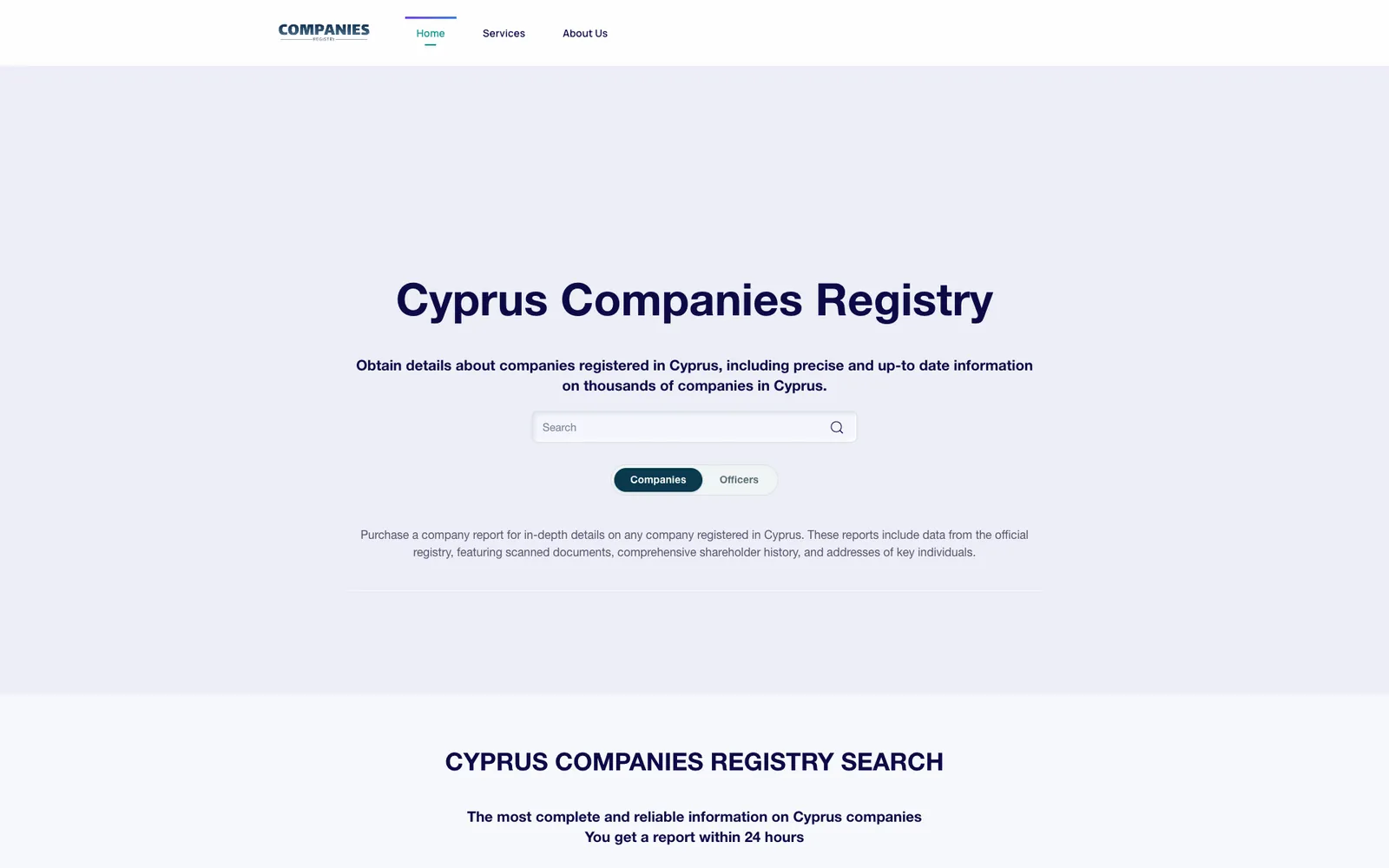 Companies Registry Cyprus homepage