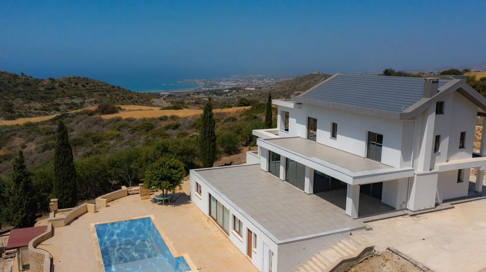 Aerial drone view of Villa Peace
