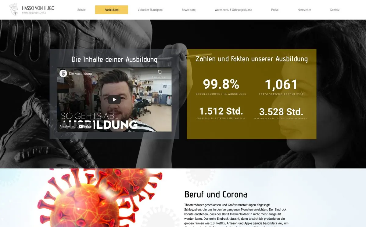 Hasso von Hugo make-up school website