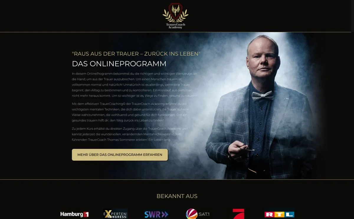 Trauercoach Academy online program website